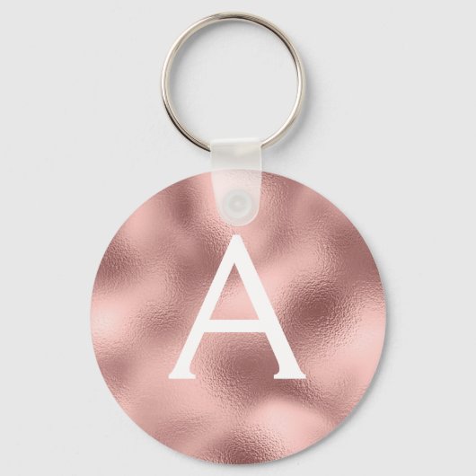 Roze roze gouden folie & glinsterend monogram sleutelhanger (Voorkant)