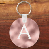 Roze roze gouden folie & glinsterend monogram sleutelhanger (Voorkant)