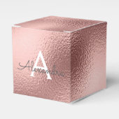 Roze Roze Gouden Folie & Glitter Monogram Bedankdoosjes (Voorkant Zijde)