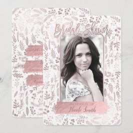 Roze Roze Gouden Folie Moderne Bruidsfeest Foto Kaart