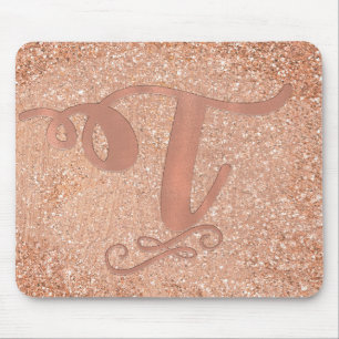 Roze Roze Gouden Glam Beginletter Naam Letter T Op Muismat
