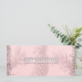 Roze Roze Gouden Glitter Ananas Cadeaubon (Staand voorkant)