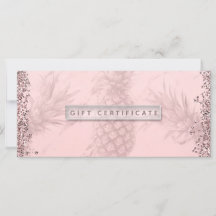 Roze Roze Gouden Glitter Ananas Cadeaubon