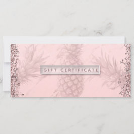 Roze Roze Gouden Glitter Ananas Cadeaubon