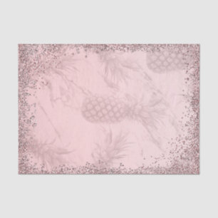 Roze Roze Gouden Glitter Ananas Tropisch Feestje Tissuepapier