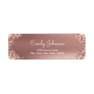 Roze Roze Gouden Glitter en Glans Etiket