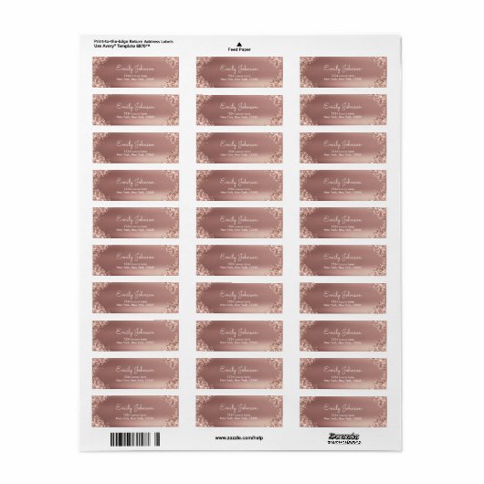 Roze Roze Gouden Glitter en Glans Etiket (Full Sheet)