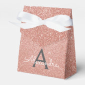 Roze Roze Gouden Glitter & Glans Monogram Bedankdoosjes (Voorkant Zijde)