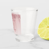 Roze roze gouden glitter & glans monogram verjaard shot glas (Rechts)