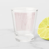 Roze Roze Gouden Glitter & Glans Monogram Verjaard Shot Glas (Achterkant)