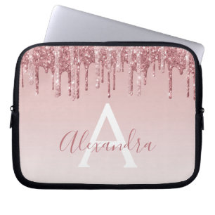 Roze roze gouden glitter laptop sleeve