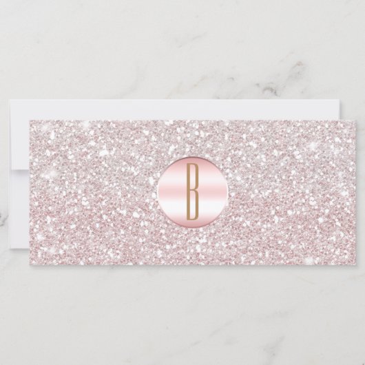 Roze Roze Gouden Glitter Monogram Cadeaubon (Voorkant)
