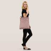 Roze Roze Gouden Glitter Monogram Naam Tote Bag (Op model)
