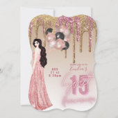 Roze roze gouden glitters Quinceanera Kaart (Voorkant)