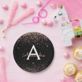 Roze Roze Gouden Glitters Schitterend Monogram Ver Papieren Bordje (Feest)