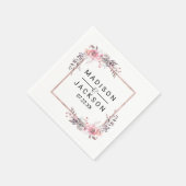 Roze & Roze Gouden lijst Bloemachtig Trouwmonogram Servetten (Hoek)
