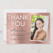 Roze Roze Gouden Metalen Afstuderen Bedankt Kaart (Voorkant)