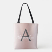 Roze Roze Gouden Metallic Elegante Monogram Tas (Achterkant)