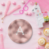 Roze Roze Gouden Metallic Folie Monogram Verjaarda Papieren Bordje (Feest)