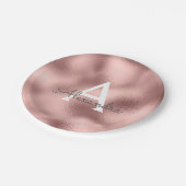 Roze Roze Gouden Metallic Folie Monogram Verjaarda Papieren Bordje (Gekanteld)