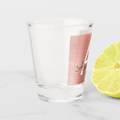 Roze Roze Gouden Moderne Metalen Monogram Verjaard Shot Glas (Links)