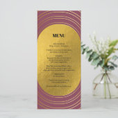 Roze Roze & Gouden Moderne Minimalistische Boog Br Menu (Staand voorkant)