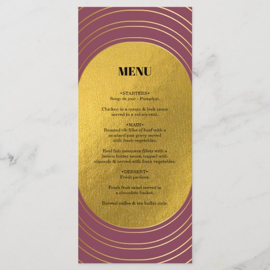 Roze Roze & Gouden Moderne Minimalistische Boog Br Menu (Voorkant)
