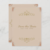 Roze Roze & Gouden Parel Elegante Chic Save the Da Aankondigingskaart (Voorkant / Achterkant)