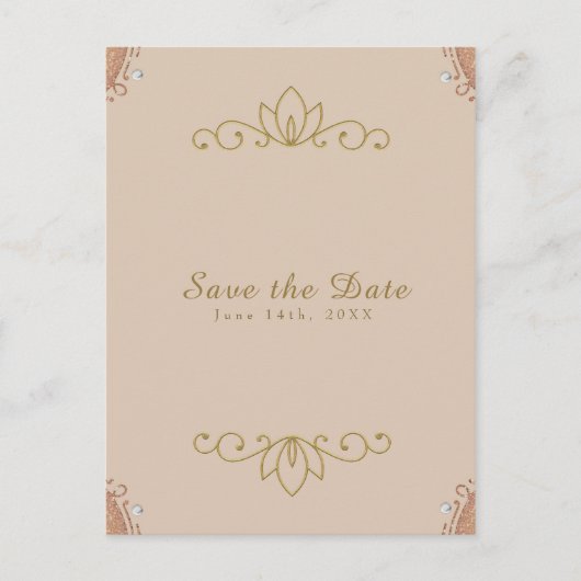 Roze Roze & Gouden Parel Elegante Chic Save the Da Aankondigingskaart (Voorkant)