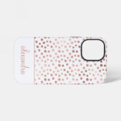 Roze - Roze Gouden Stippenpatroon Monogram iPhone Hoesje (Achterkant horizontaal)