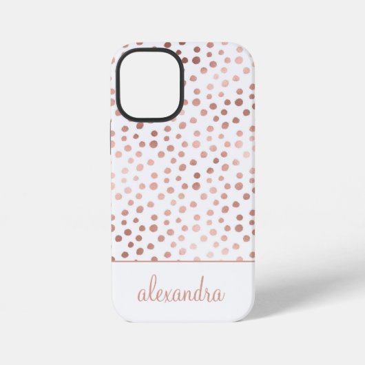 Roze - Roze Gouden Stippenpatroon Monogram iPhone Hoesje (Achterkant)