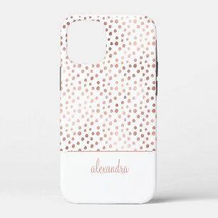 Roze - Roze Gouden Stippenpatroon Monogram iPhone 12 Mini Hoesje