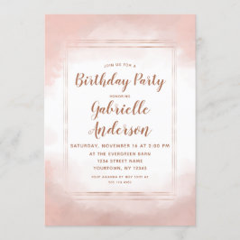 Roze & Roze Gouden Verjaardagsfeest Uitnodiging