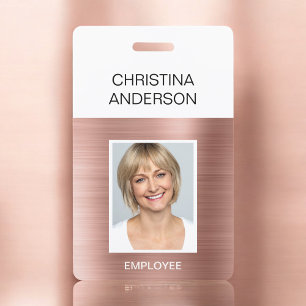 Roze Roze Gouden Werknemer - Naam Foto Zakelijk Badge