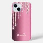 Roze roze goudglitter drip paarse metaalnaam Case-Mate iPhone case (Achterkant)