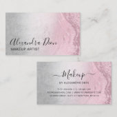 Roze roze goudglitter en zilvervormer visitekaartje (Voorkant / Achterkant)