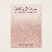 Roze roze goudglitter ketting display visitekaartje (Voorkant)