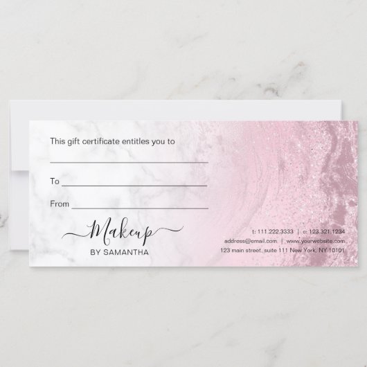 Roze roze goudglitter lippen marmer make-up arties (Achterkant)