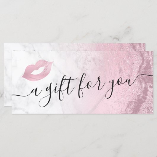 Roze roze goudglitter lippen marmer make-up arties (Voorkant / Achterkant)