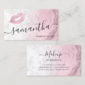 Roze roze goudglitter lippen marmer make-up arties visitekaartje (Voorkant / Achterkant)