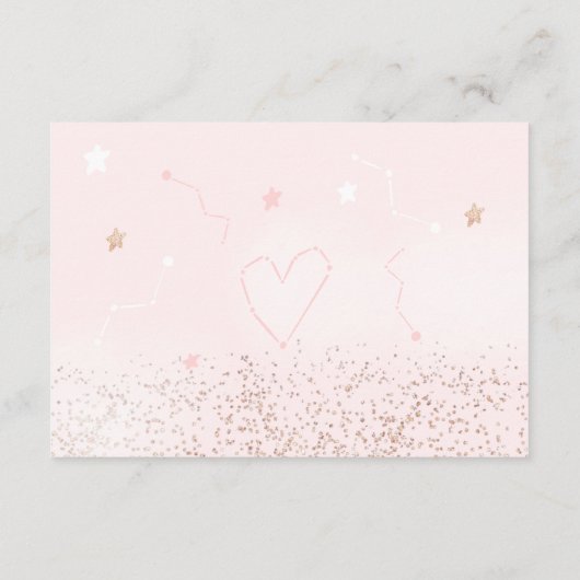 Roze roze goudglitter maan brengt boek baby shower informatiekaartje (Achterkant)