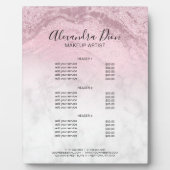 Roze roze goudglitter marmer make-up fotoplaat (Voorkant)