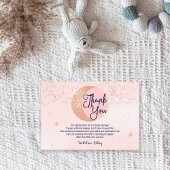 Roze roze goudglitter over het baby shower van de  bedankkaart
