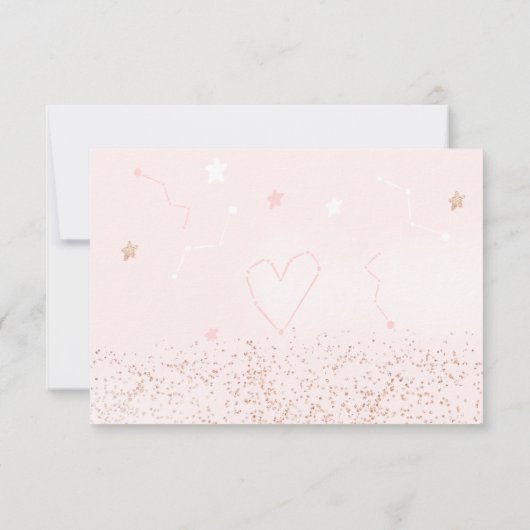 Roze roze goudglitter over het baby shower van de  bedankkaart (Achterkant)