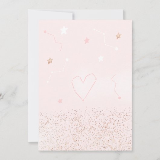 Roze roze goudglitter over het baby shower van de  kaart (Achterkant)