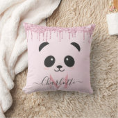 Roze roze goudglitter panda onder de opening van d kussen (Deken)
