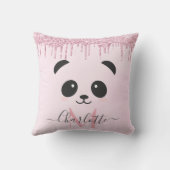 Roze roze goudglitter panda onder de opening van d kussen (Achterkant)