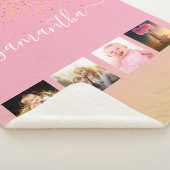Roze roze goudnaam fotocollage sherpa deken (3/4)
