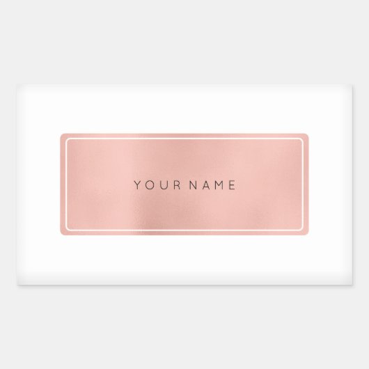 Roze roze goudpoeder Metaalachtig rechthoekig Logo Rechthoekige Sticker (Voorkant)