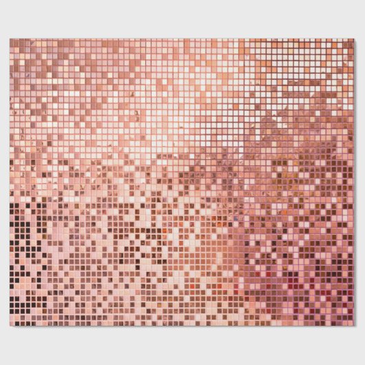 Roze roze goudvierkante mozaïektegels cadeaupapier (Vlak)